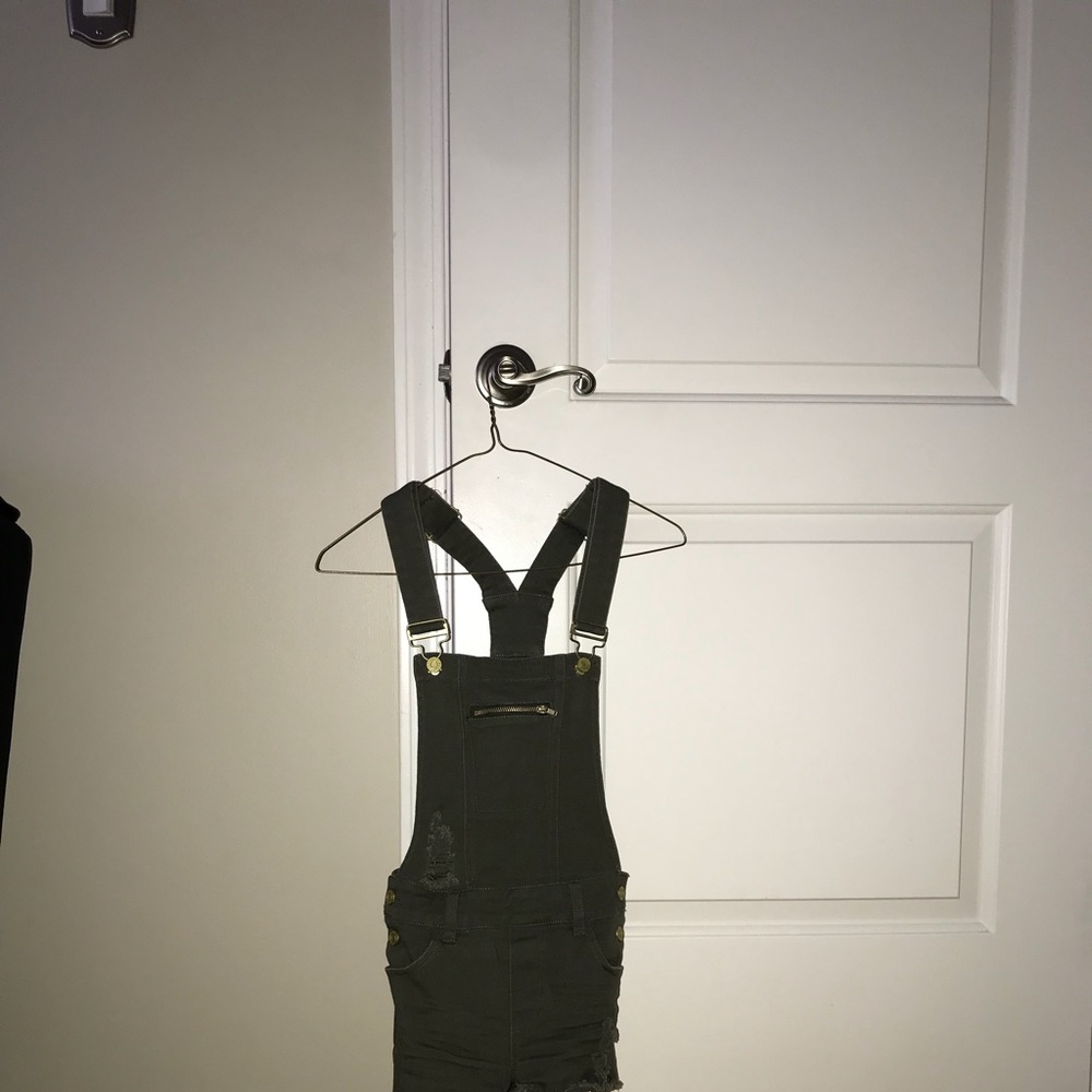 Overall Shorts-Olive Green